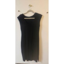 Banana Republic Black Sheath Dress Petite S Cap Sleeve Scoop Neck Jersey Knit