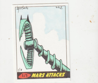 MARS ATTACKS 1/1 SKETCH ART CARD 2012 TOPPS SIGNED BRUCE GERLECH/ THE CLAW