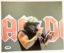 Brian Johnson signed Photo AC/DC in concert 8x10 psa dna coa