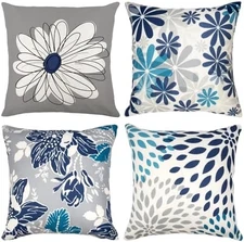 Blue Decorative Throw Pillow Covers Set of 4 18x18