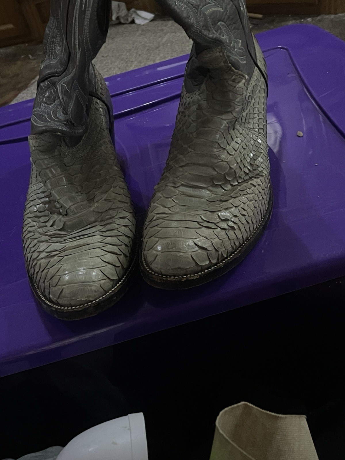 Vintage Dan Post Exotic Python Snakeskin Cowboy W… - image 3