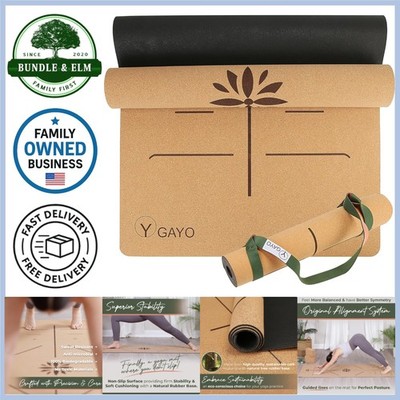 Yoga Cork Mat 5mm Eco-Friendly Non-Slip Alignment Support Travel Exercise