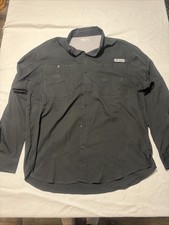 Columbia PFG Omni-Shade Mens Sz Medium Black Button Up Fishing Shirt Vented