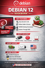 Debian 12 Bookworm Bootable USB 16GB USB 3.0 Linux Installer Live