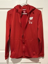 Under Armour Wisconsin Badgers UA Full Zip Jacket Hoodie NCAA Size Small Red