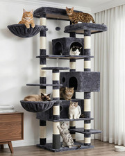 Cat Tree, 74 Inches Multi-Level XL Large Cat Tower for Indoor Cats with Three Ca