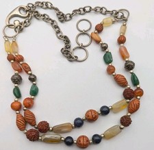 Beaded Multi Color Statement Belt/Necklace Silver Tone
