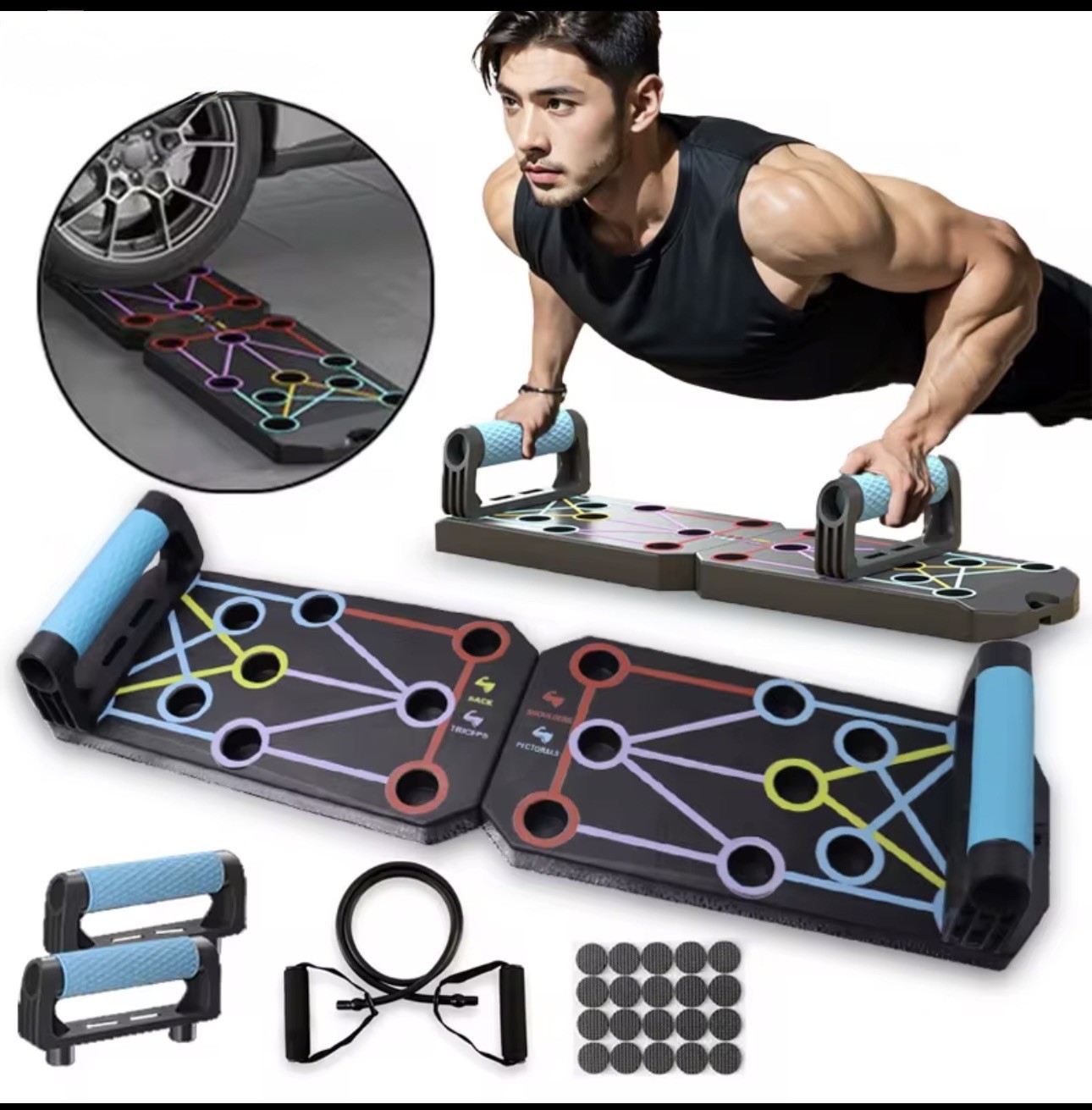 Planche de pompes pliable fitness et musculation maison avec poignées