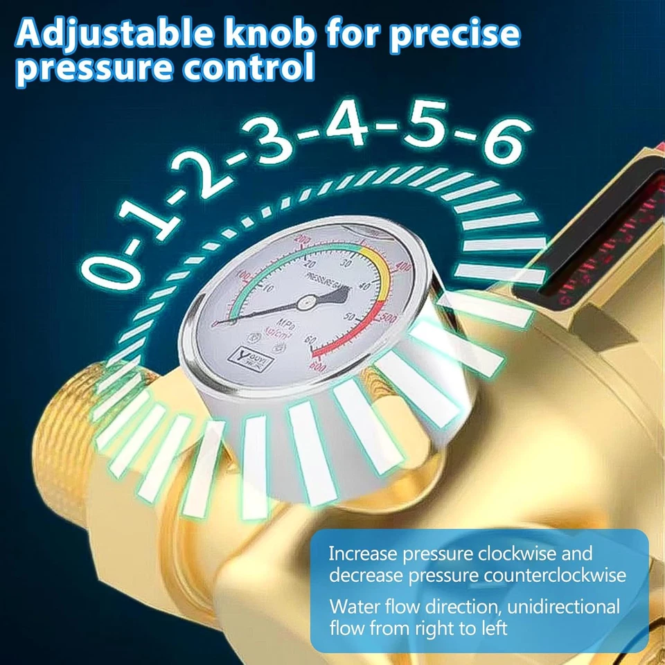 Riduttore Di Pressione Acqua 3/4 Pollici, Regolatore in Ottone - Immagine 4 di 4