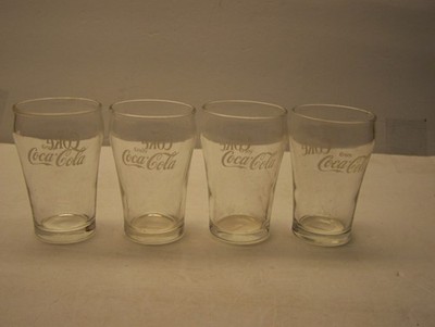 Vintage Coca Cola 4 Pcs. Clear Glass 4 oz Juice Glasses