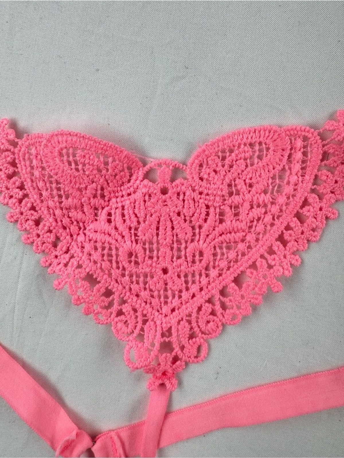 SHEIN NWOT Pink, Black & White Lace Pearl Detail Thong Set image 2