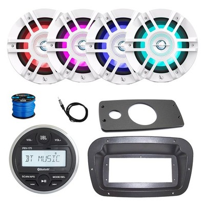 JBL Marine Radio, Spa Bezel, Adapter, 4x 6.5'' 300W LED White Speaker w/ANT, Wire