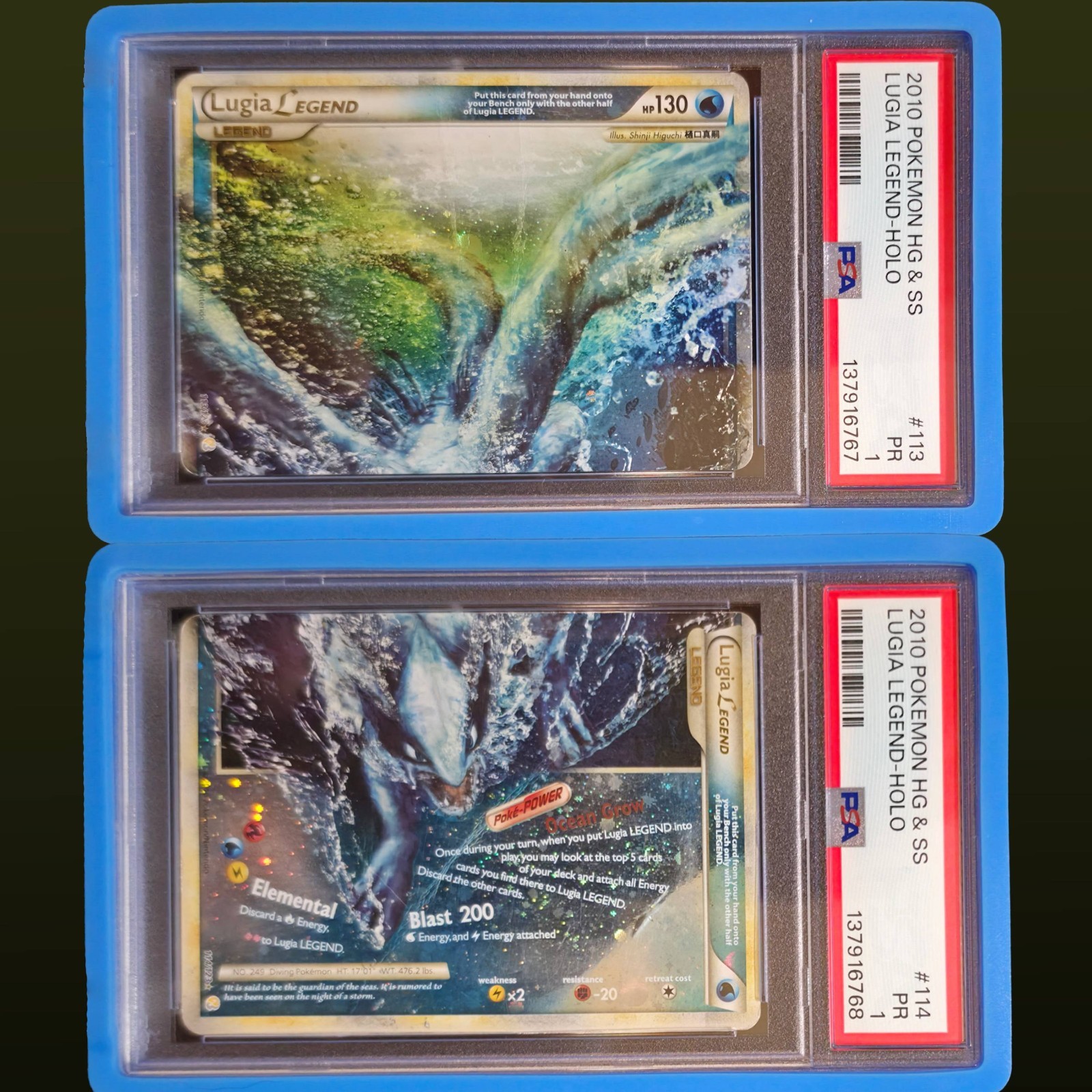 PSA 1 SEQUENTIAL LUGIA LEGEND SET 113 114/123 HGSS UNDAUNTED 2010 HOLO POKEMON