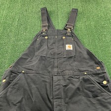 Vintage Carhartt R02 BLK Double Knee Red Quilt Bib Overalls 41x30" Black Y2K