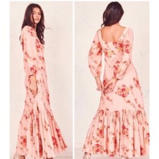 LoveShackFancy Colby Maxi Dress Pink Lemonade Rose Dobby Cotton Pockets 10 NWOT