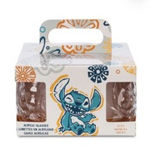 Disney Parks STITCH Sculpted Acrylic Drinking Tumbler Glass Set Of 4 NEW