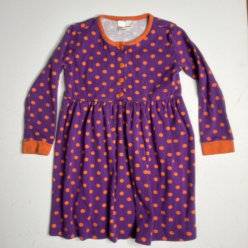 hanna andersson Girl Purple Orange Dot Cotton Dress Size 6 To 7 Year Girl