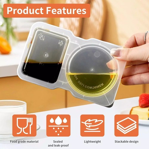 5-15X Double Compartment Condiment Container with Lids - Reusable Snack Pack Con - Picture 12 of 24