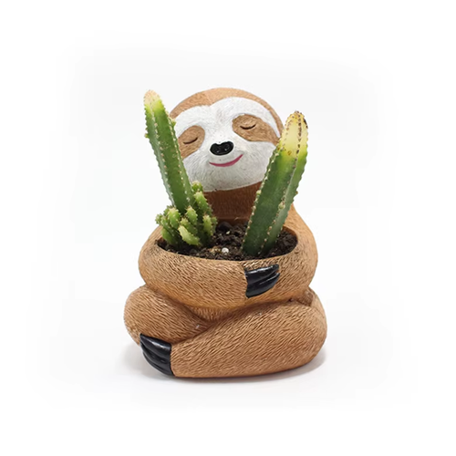 Cute Sloth Succulent Resin Planter Pot – Cartoon Animal Garden Decor Flower Pot - Picture 5 of 11
