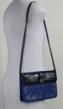 VTG. CONVERTIBLE, BLUE CROC PATENT LEATHER & BLUE LEATHER SHOULDER BAG / CLUTCH