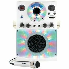 THE SINGING MACHINE BLUETOOTH KARAOKE SYSTEM W/ LED LIGHTS AND MIC, WHITE DM