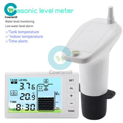 Ultrasonic Water Level Meter Sensor w/Temperature Display High Low Alarm Clock