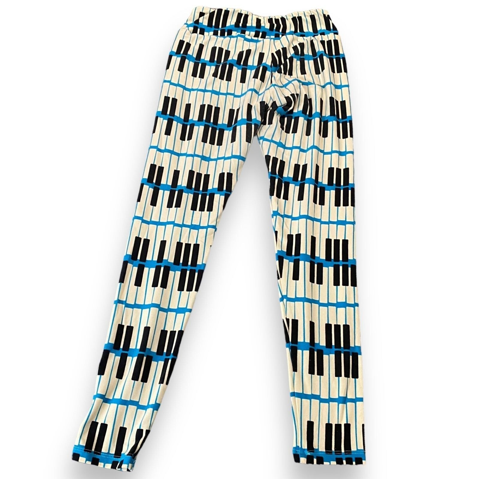 ALTRA Leggings LuLaRoe TAGLIA UNICA Blu Bianco Nero Chiavi per pianoforte