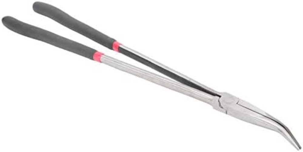 Pinza Extra Lunga 400mm Curva 45° - Acciaio Forgiato Alta Resistenza