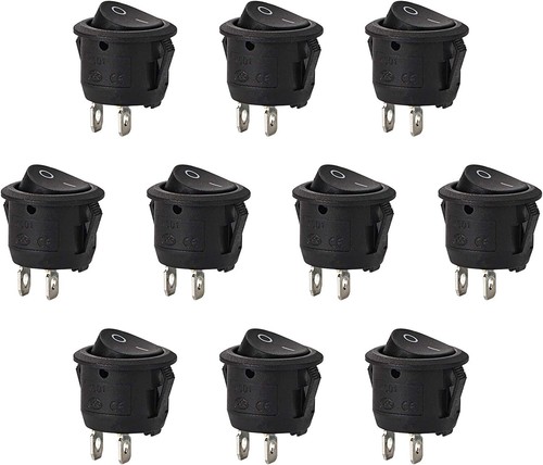 10 MINI INTERRUTTORE TONDO ROCKER ON OFF PULSANTE ROTONDO PANNELLO 250V 3A 16MM - Foto 14 di 23