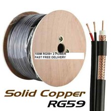 BLACK 100M RG59 +2 POWER Shotgun CCTV Video Power Cable Reel DVR SIAMESE DVR