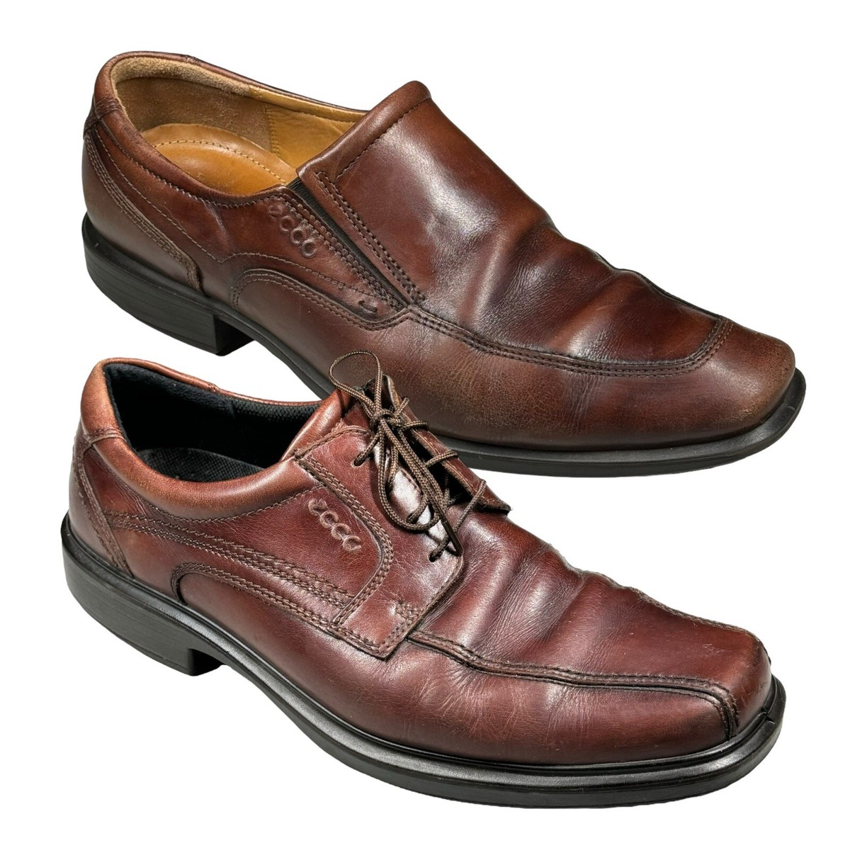 ECCO Helsinki Men\'s Brown Leather Slip-On Loafers 44 EU 10 US - Classic Comfort Amazon.com | ECCO Helsinki 2.0 Apron Toe Slip-On, Black, 5  main image 3