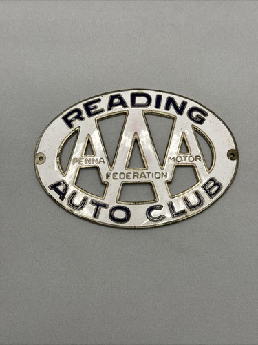 Vintage AAA Enamel Reading Auto Club Penna Motor Federation Car Badge Emblem