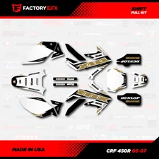 White & Gold Shift Racing Graphics kit fits Honda Crf450 05-08 Crf 450 Decals