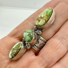 LONG Navajo Palomino Turquoises Ring Size 8 Sterling by BJA 20.5g Thunderbird