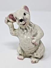 Ceramic Pottery Mouse or Rat 3.5" Tall single hole Shaker grey w/ pink & black