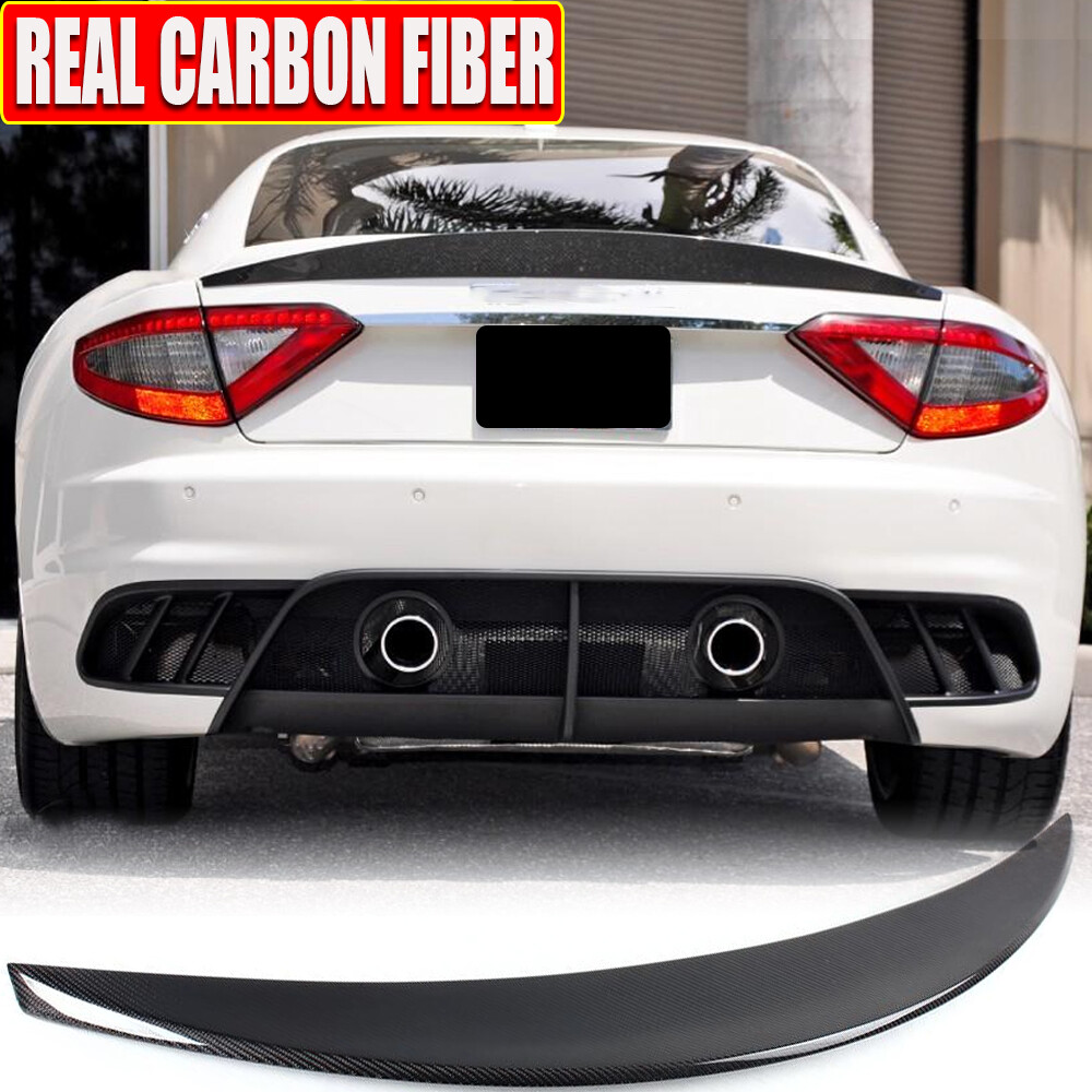 For Maserati GranTurismo Coupe 2012-14 REAL CARBON Rear Trunk Spoiler Tail Wing