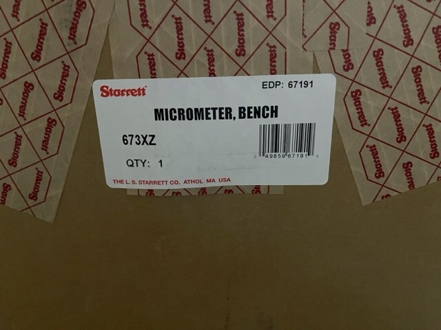 STARRETT 673XZ DIRECT-READING BENCH MICROMETER CARBIDE ANVIL 0- 2