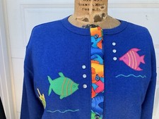 Appliqu  Colorful Fish Vintage Fruit Of The Loom Sweatshirt Chest 44