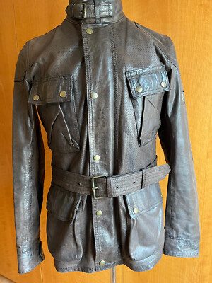 Belstaff Trialmaster Panther Gold Label Perforated Leather Brown