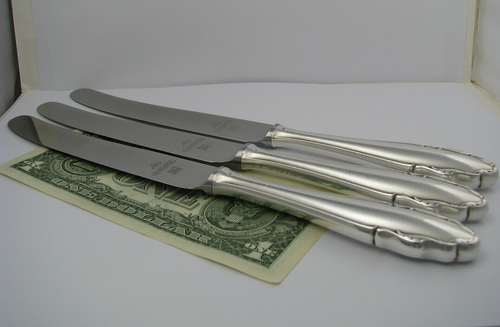 3 WMF DINNER KNIVES SILVER PLATED HANDLE STAINLESS STEEL BLADE Germany 10" Rare! - Picture 14 of 14