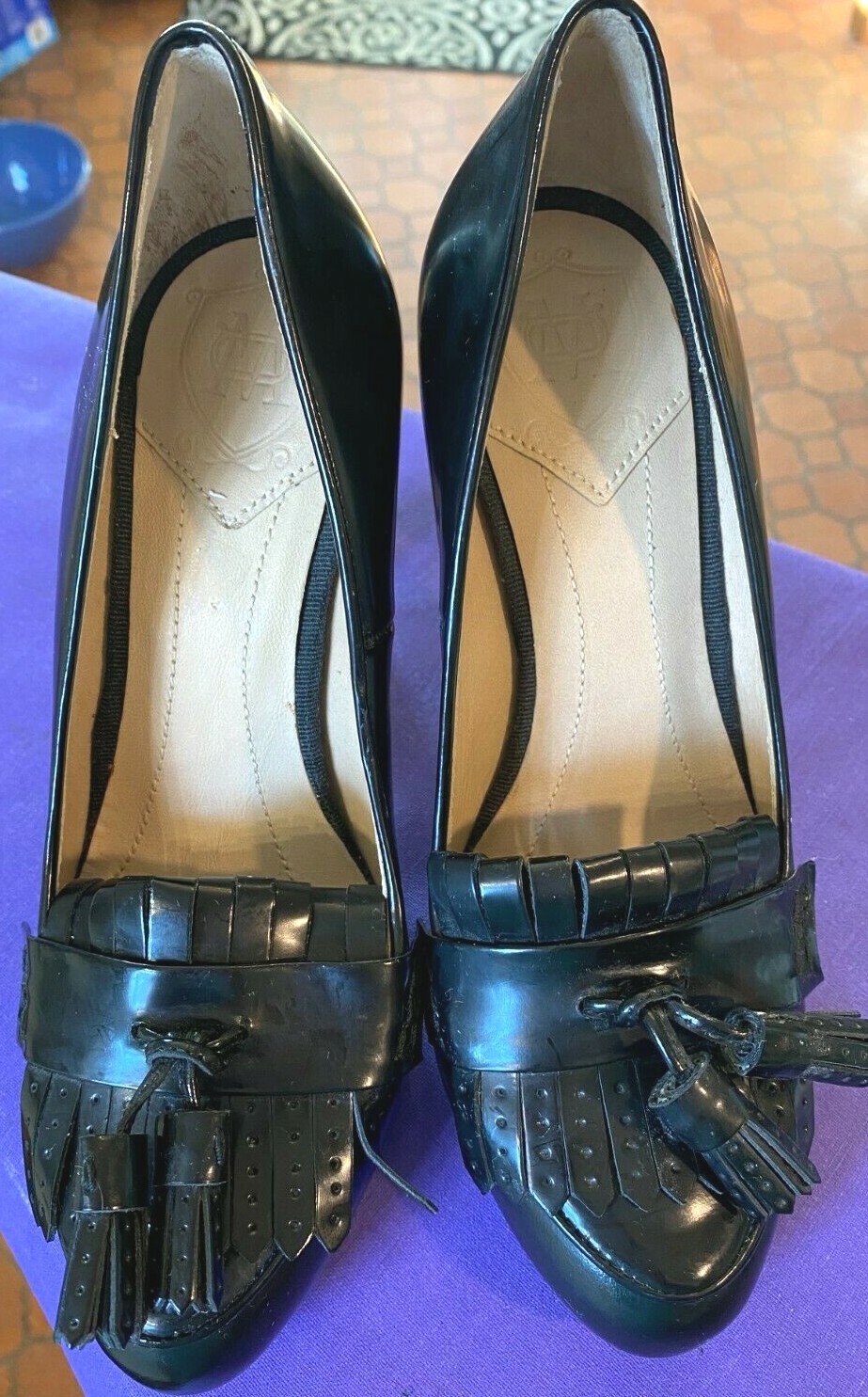 MASSIMO DUTTI PATENT LEATHER FRINGE & TASSEL HIGH HEEL PUMPS SZ 35 / 45 SPAIN image 3