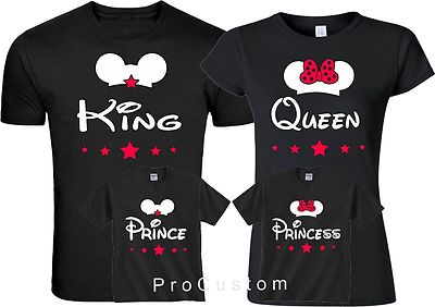 King and Queen Prince Princes Mickey, Minnie Family Halloween Christmas T-Shirts