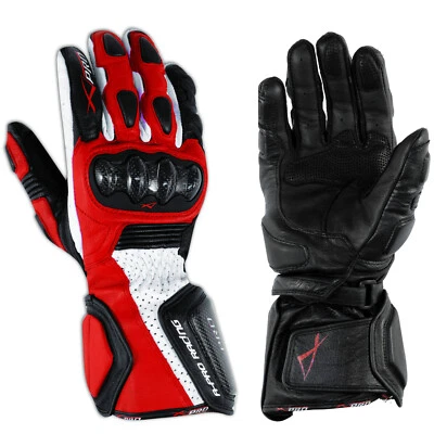 Guantes Moto Técnico Piel Profesional Protectores de Carbono Moto GP Rojo - Imagen 1 de 2