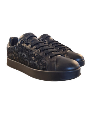 Dolce &gabbana Baskets Noir Dentelle Cuir Logo