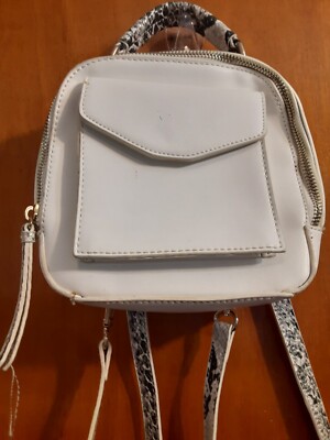 Free People Women\'s Backpack White With Animal Print Adjust Straps Faux Leather s-l400.jpg main image 2