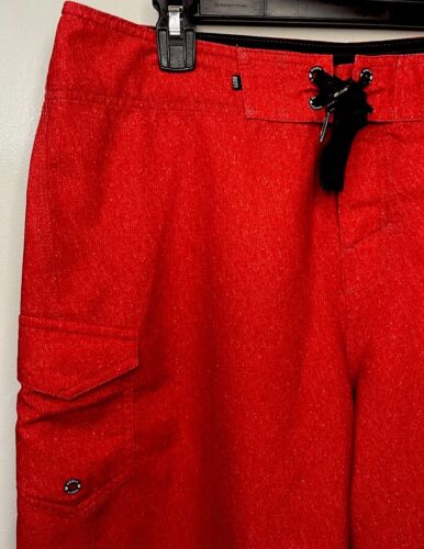 Rusty Board Shorts Men’s 34 Red Swimming Trunks 9in Inseam Pockets EUC🔥 - Picture 4 of 12
