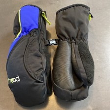 NEW HEAD Youth insulated Ski/Winter Mittens, Size S 4-6 Black W Side Zipper