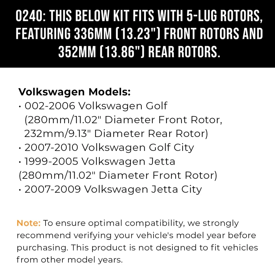 Front & Rear Brake Rotors + Ceramic Pads for 1999-2005 VW Jetta Beetle Golf Foto 3 de 4