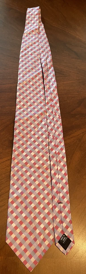 Галстук мужской Merona розовый синий 100% шелк сделано в Китае - Изображение 3 из 4