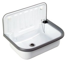 Waschbecken für aussen, Garten, Keller, Waschküche, weiß Ausgussbecken 